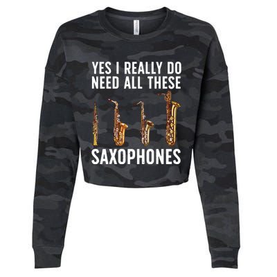 Funny Saxophone Art For Men Women Sax Player Musician Cropped Pullover Crew