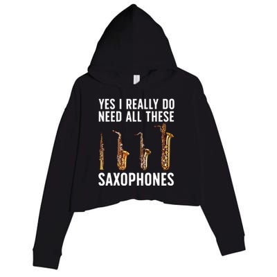 Funny Saxophone Art For Men Women Sax Player Musician Crop Fleece Hoodie