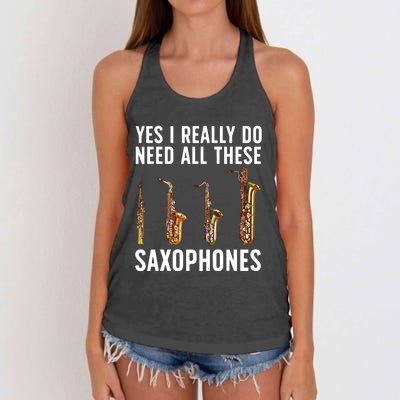 Funny Saxophone Art For Men Women Sax Player Musician Women's Knotted Racerback Tank