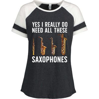 Funny Saxophone Art For Men Women Sax Player Musician Enza Ladies Jersey Colorblock Tee