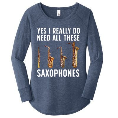 Funny Saxophone Art For Men Women Sax Player Musician Women's Perfect Tri Tunic Long Sleeve Shirt