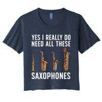 Funny Saxophone Art For Men Women Sax Player Musician Women's Crop Top Tee