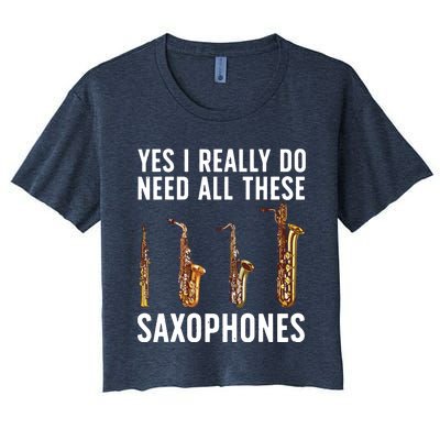 Funny Saxophone Art For Men Women Sax Player Musician Women's Crop Top Tee