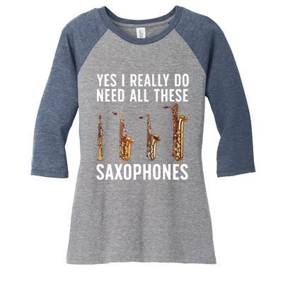 Funny Saxophone Art For Men Women Sax Player Musician Women's Tri-Blend 3/4-Sleeve Raglan Shirt