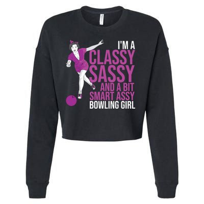 Funny Smart Assy Bowling Gift For Classy Bowler Women Cropped Pullover Crew