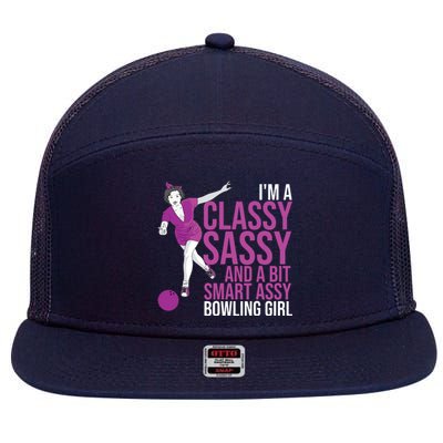 Funny Smart Assy Bowling Gift For Classy Bowler Women 7 Panel Mesh Trucker Snapback Hat