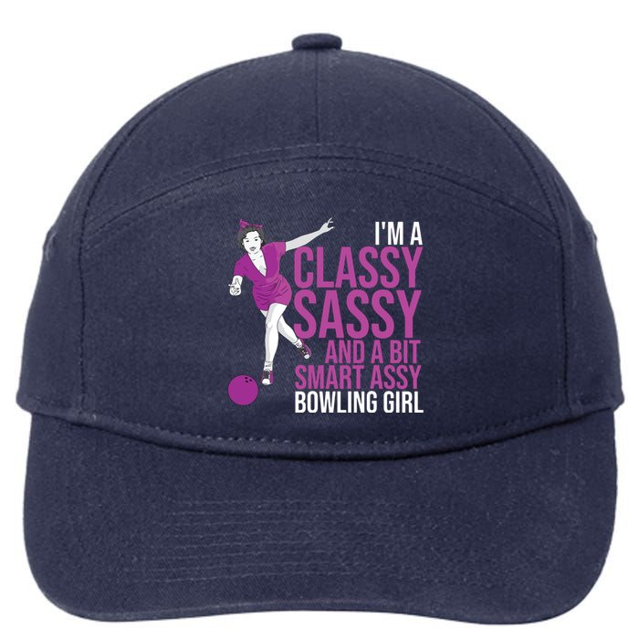 Funny Smart Assy Bowling Gift For Classy Bowler Women 7-Panel Snapback Hat