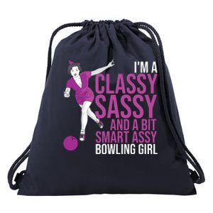 Funny Smart Assy Bowling Gift For Classy Bowler Women Drawstring Bag