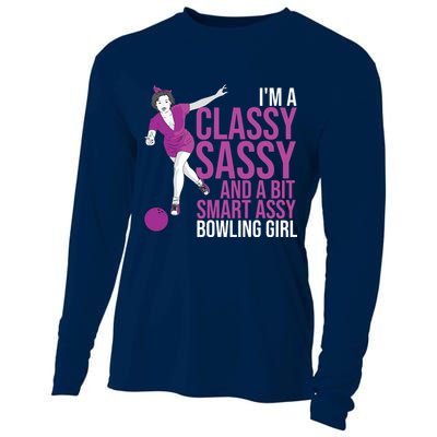 Funny Smart Assy Bowling Gift For Classy Bowler Women Cooling Performance Long Sleeve Crew