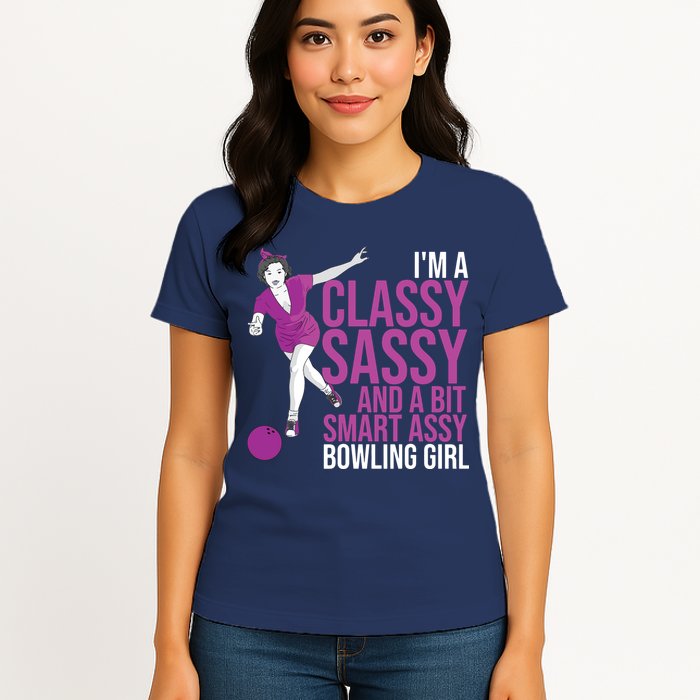 Funny Smart Assy Bowling Gift For Classy Bowler Women Womens T-Shirt