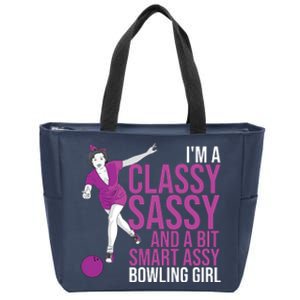 Funny Smart Assy Bowling Gift For Classy Bowler Women Zip Tote Bag