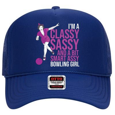 Funny Smart Assy Bowling Gift For Classy Bowler Women High Crown Mesh Back Trucker Hat