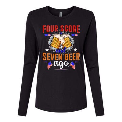 Four Score And Seven Beer Ago 4th Of July Womens Cotton Relaxed Long Sleeve T-Shirt