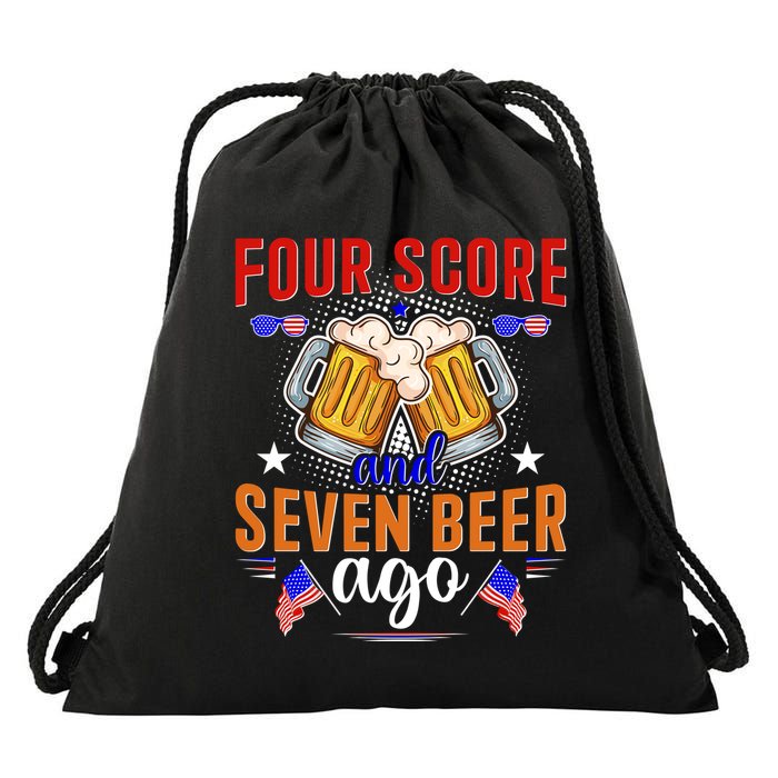 Four Score And Seven Beer Ago 4th Of July Drawstring Bag