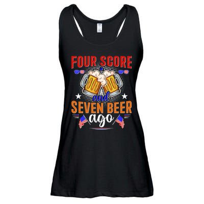 Four Score And Seven Beer Ago 4th Of July Ladies Essential Flowy Tank