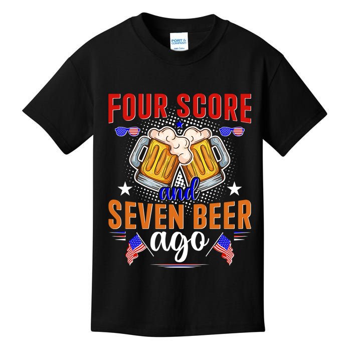 Four Score And Seven Beer Ago 4th Of July Kids T-Shirt