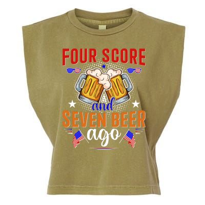 Four Score And Seven Beer Ago 4th Of July Garment-Dyed Women's Muscle Tee