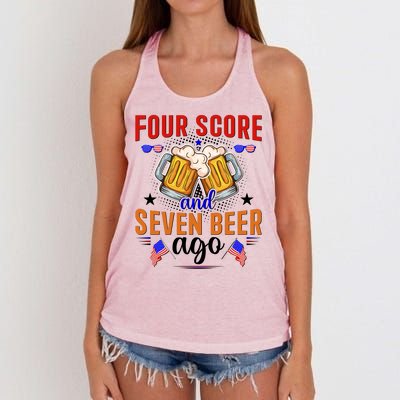 Four Score And Seven Beer Ago 4th Of July Women's Knotted Racerback Tank