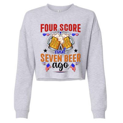 Four Score And Seven Beer Ago 4th Of July Cropped Pullover Crew