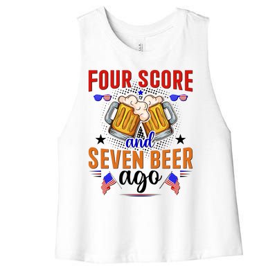 Four Score And Seven Beer Ago 4th Of July Women's Racerback Cropped Tank