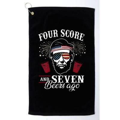 Four Score And 7 Beers Ago 4th Of July Drinking Platinum Collection Golf Towel