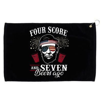 Four Score And 7 Beers Ago 4th Of July Drinking Grommeted Golf Towel