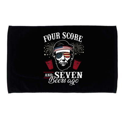 Four Score And 7 Beers Ago 4th Of July Drinking Microfiber Hand Towel