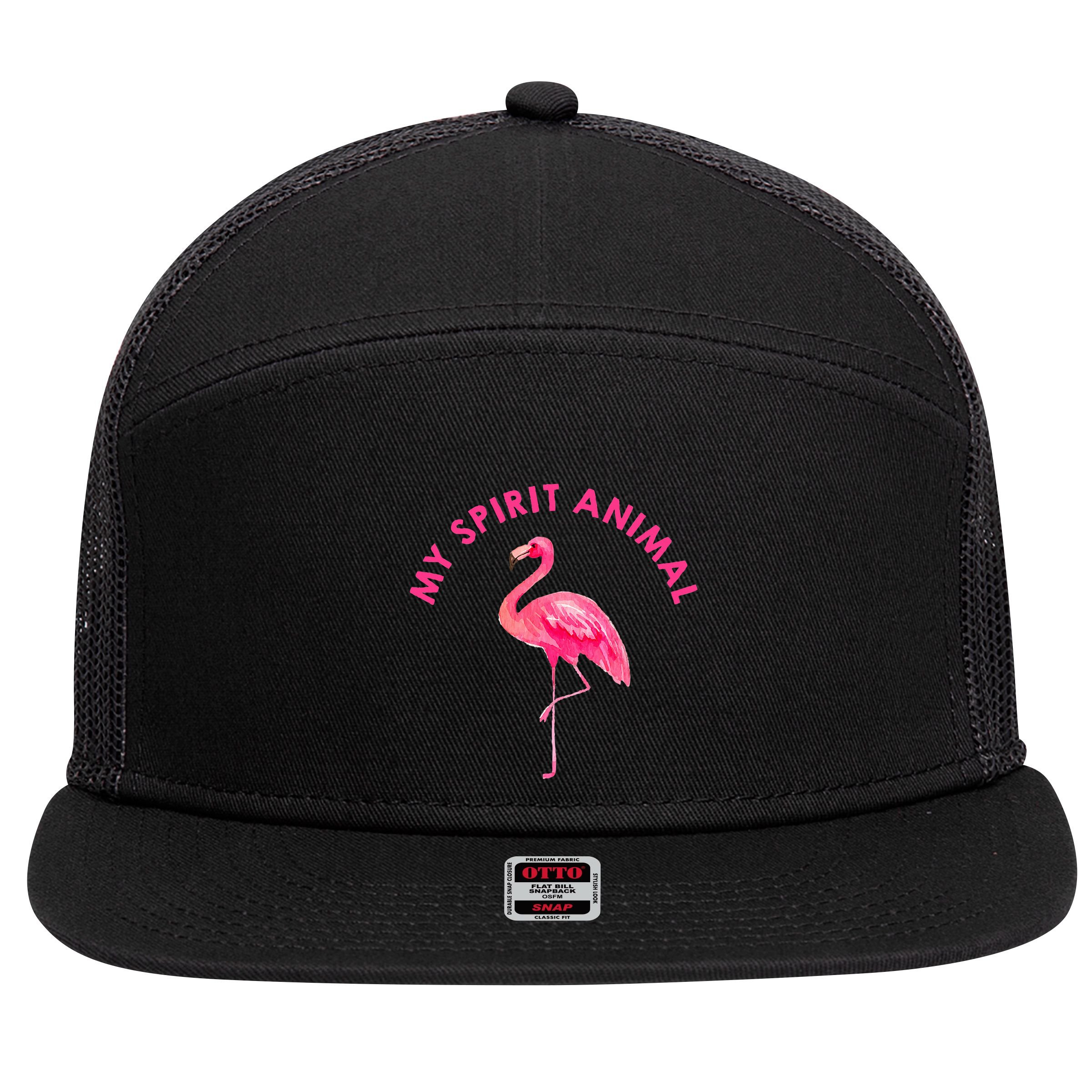 Flamingo Spirit Animal Cute Flamingo Lover 7 Panel Mesh Trucker Snapback Hat