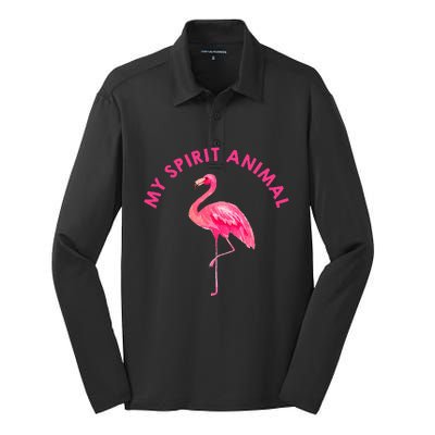 Flamingo Spirit Animal Cute Flamingo Lover Silk Touch Performance Long Sleeve Polo