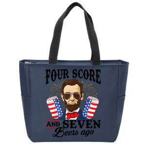 Four Score And 7 Beers Ago 4th Of July Drinking Like Lincoln Zip Tote Bag