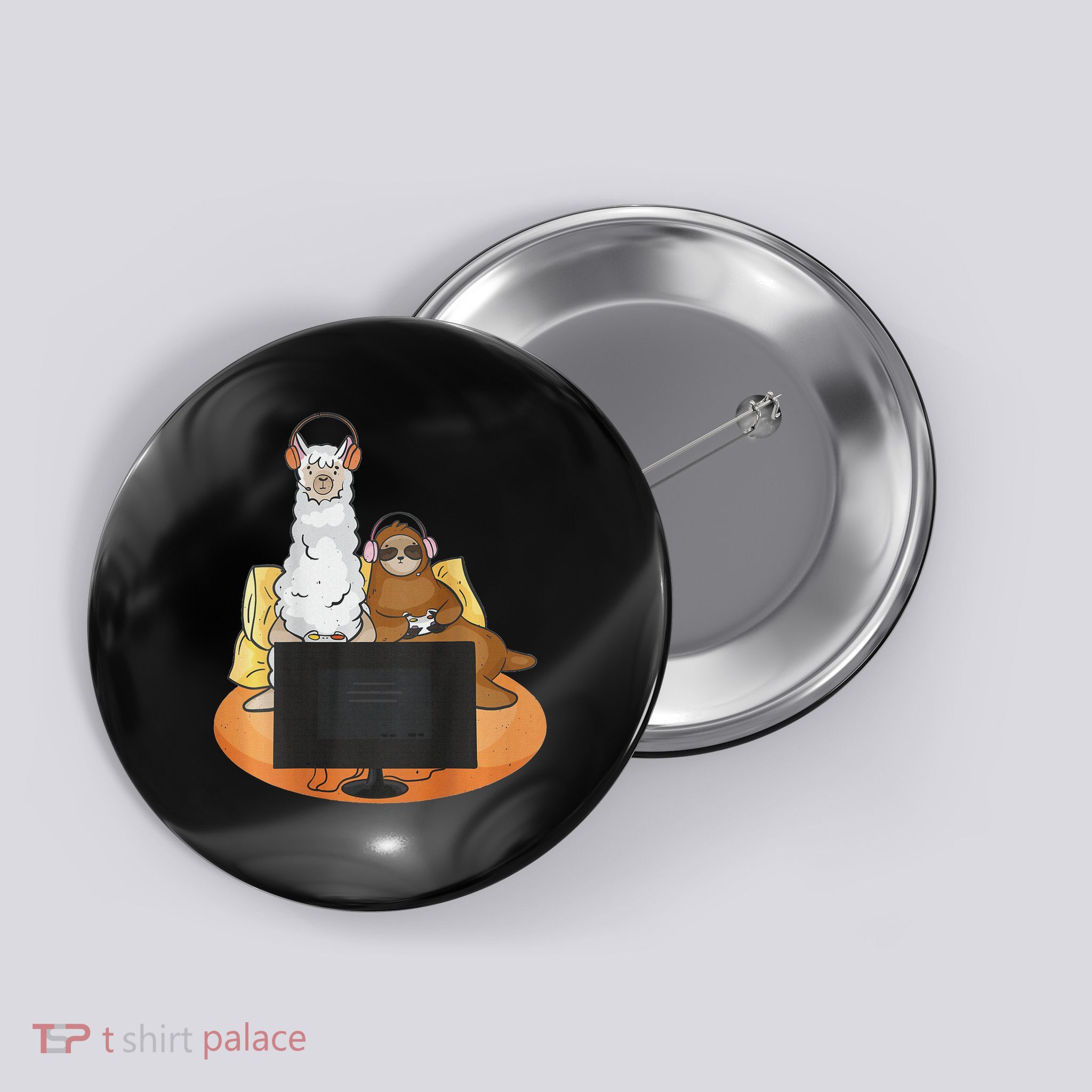 Fun Sloth And Llama Playing Button