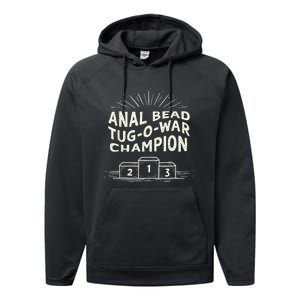 Funny Sarcastic Anal Bead Tugowar Champion Performance Fleece Hoodie