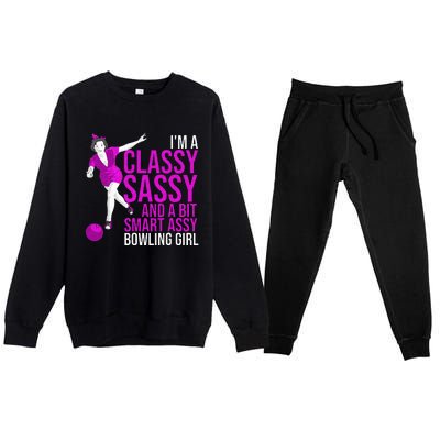 Funny Smart Assy Bowling Girl Gift For Classy Bowler Women Premium Crewneck Sweatsuit Set