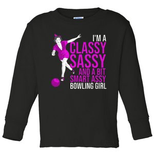 Funny Smart Assy Bowling Girl Gift For Classy Bowler Women Toddler Long Sleeve Shirt