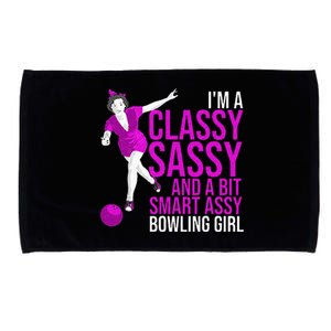 Funny Smart Assy Bowling Girl Gift For Classy Bowler Women Microfiber Hand Towel