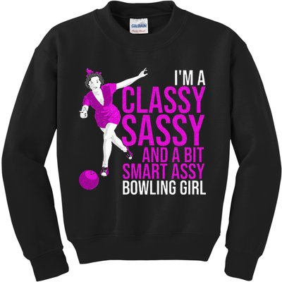 Funny Smart Assy Bowling Girl Gift For Classy Bowler Women Kids Sweatshirt