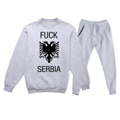 Fuck Serbia Albanian Flag Premium Crewneck Sweatsuit Set