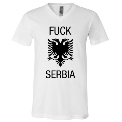 Fuck Serbia Albanian Flag V-Neck T-Shirt