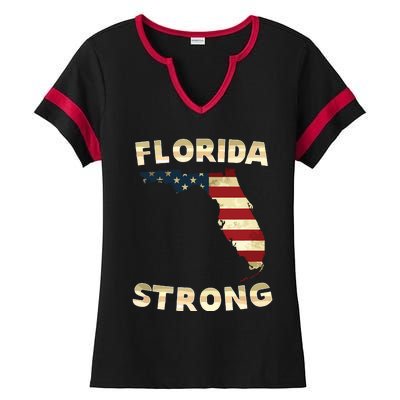 Florida Strong American Flag Cool Fl Flags Ladies Halftime Notch Neck Tee