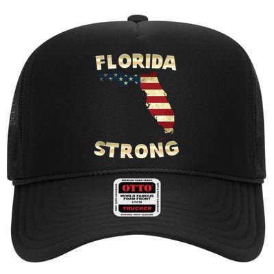 Florida Strong American Flag Cool Fl Flags High Crown Mesh Back Trucker Hat