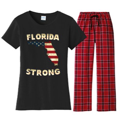 Florida Strong American Flag Cool Fl Flags Women's Flannel Pajama Set