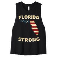 Florida Strong American Flag Cool Fl Flags Women's Racerback Cropped Tank