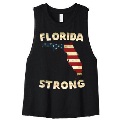 Florida Strong American Flag Cool Fl Flags Women's Racerback Cropped Tank