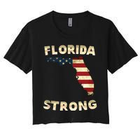 Florida Strong American Flag Cool Fl Flags Women's Crop Top Tee