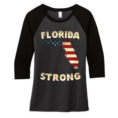 Florida Strong American Flag Cool Fl Flags Women's Tri-Blend 3/4-Sleeve Raglan Shirt