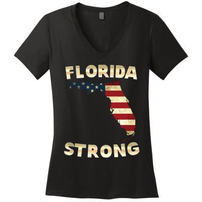 Florida Strong American Flag Cool Fl Flags Women's V-Neck T-Shirt