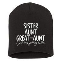 Funny Sister Aunt Greataunt I Just Keep Getting Better Short Acrylic Beanie