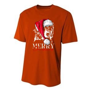 Funny Santa Aussie Australian Shepherd Merry Christmas Dog Gift Youth Performance Sprint T-Shirt