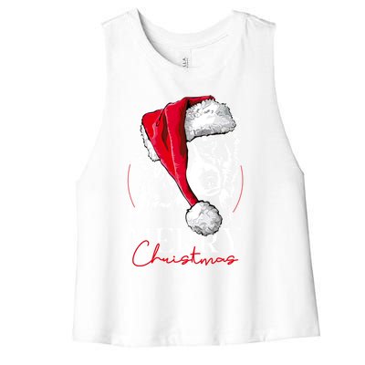 Funny Santa Aussie Australian Shepherd Merry Christmas Dog Gift Women's Racerback Cropped Tank