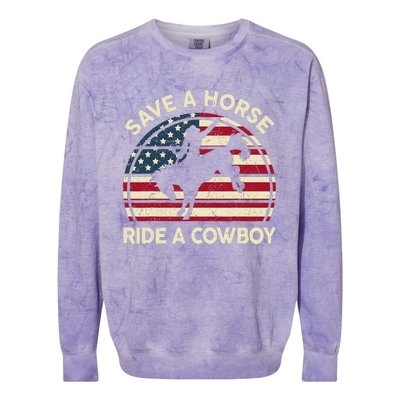 Funny Save A Horse Ride A Cow Horse  Gift Colorblast Crewneck Sweatshirt